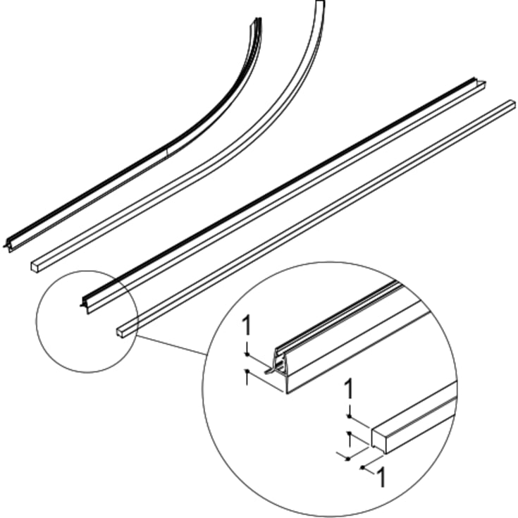 Dansani Match gulvprofilkit, niche, mat sort, 1 stk.