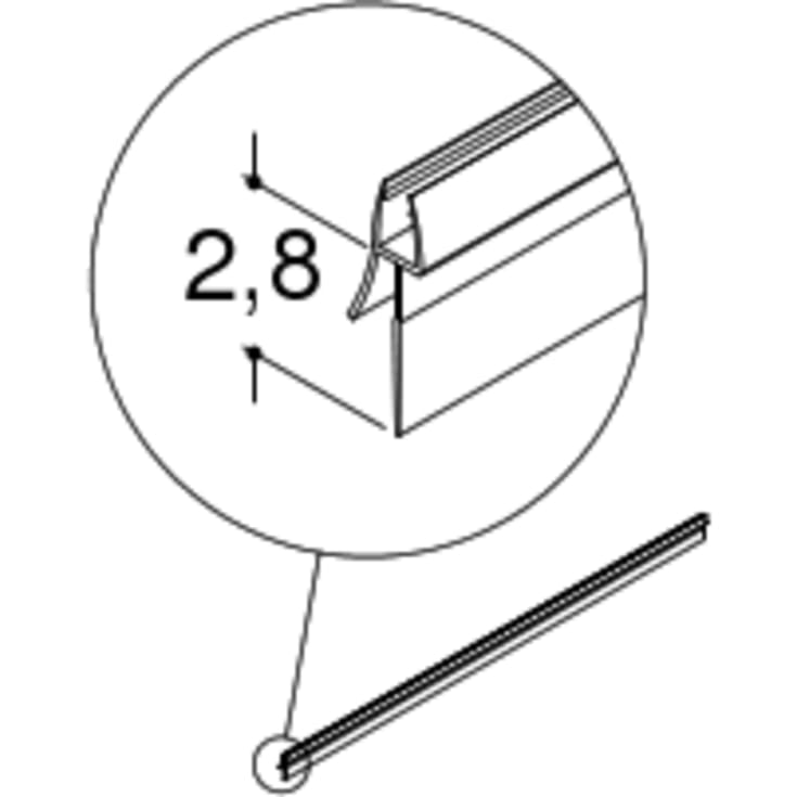 Dansani Match drypliste, lige dør, 28 mm, mat sort, 2 stk.