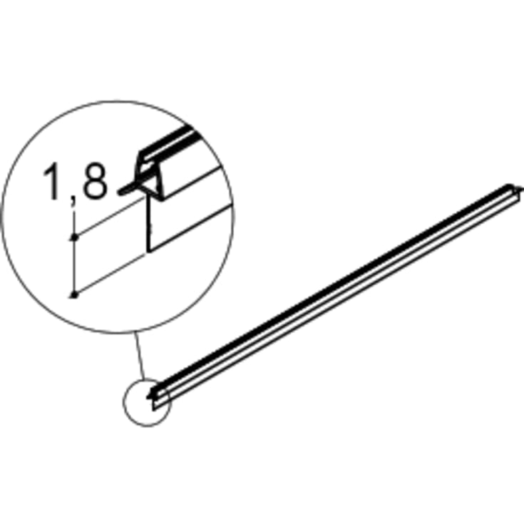 Dansani Match drypliste, lige dør, 18 mm, mat sort