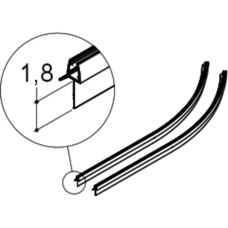 Dansani Match dropplist, halvrund dörr, 18 mm, matt svart, 2 st.