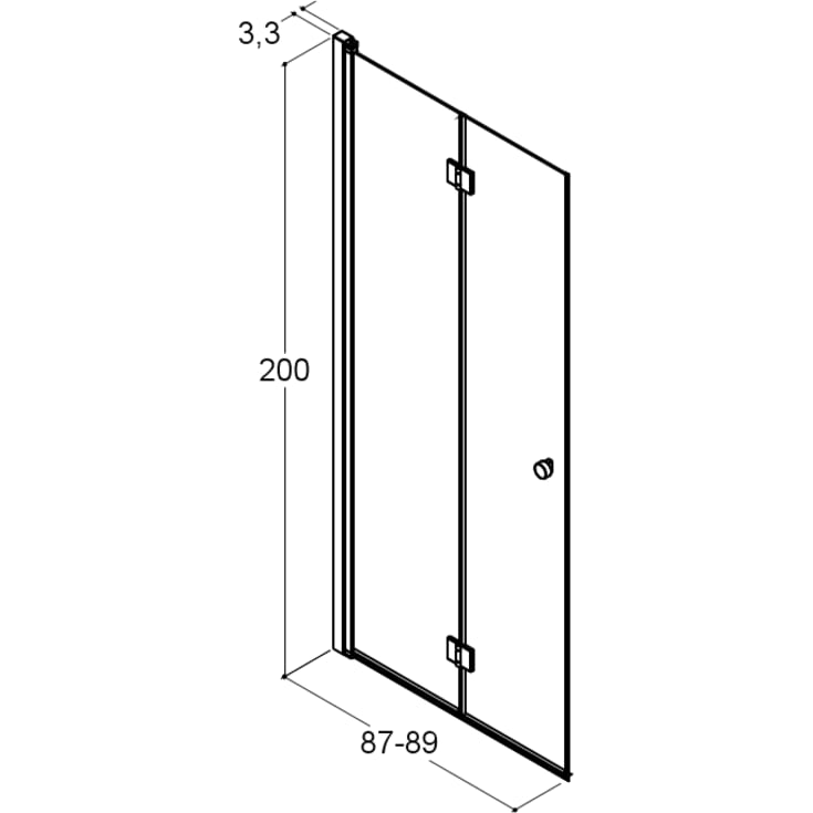 Dansani Match duschdörr, modell B, 87 cm, klart glas, svart profil