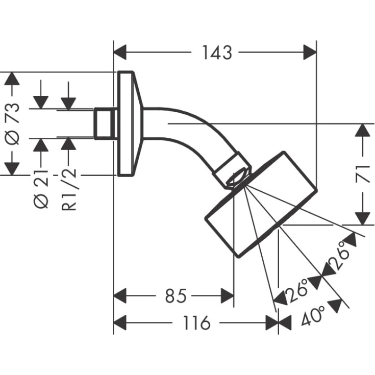 Hansgrohe One takdusch, Ø7,5 cm, vattenbesparande, krom