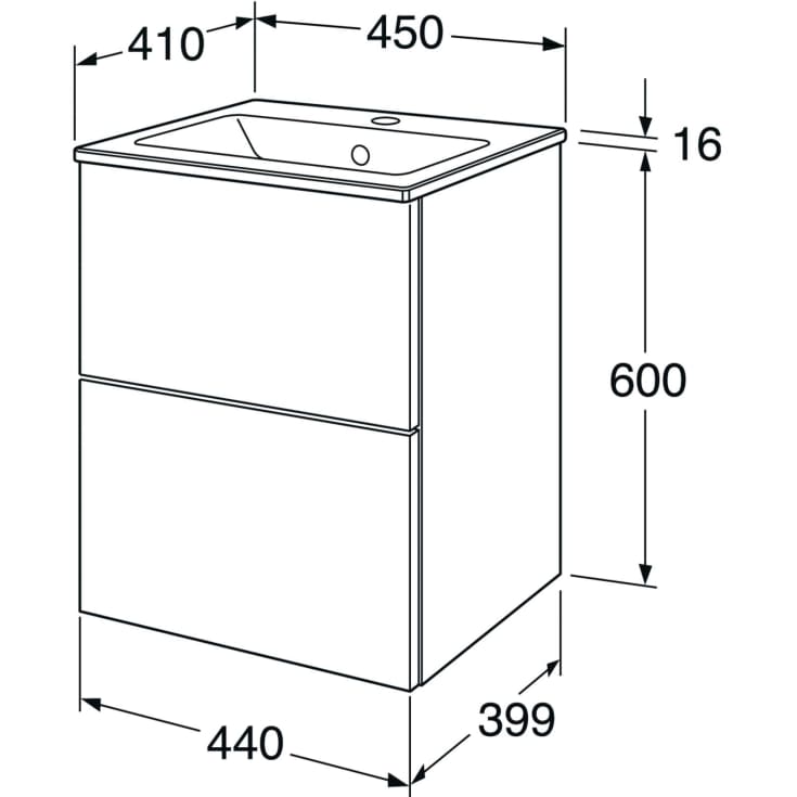 Gustavsberg Graphic Base møbelpakke, 45x41 cm, hvit