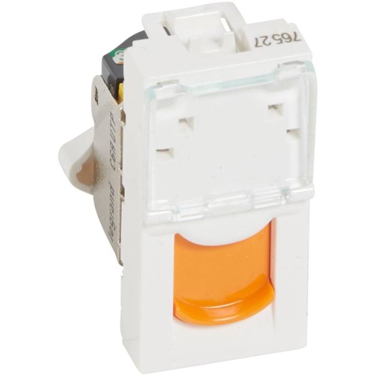 10 st Mosaikdatauttag RJ45 Cat-6A UTP 1M orange klaff vit