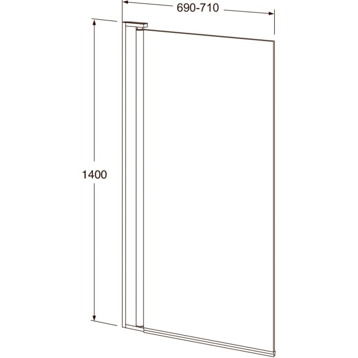 Gustavsberg Square badekarsvæg, 69 cm, klart glas, krom profil