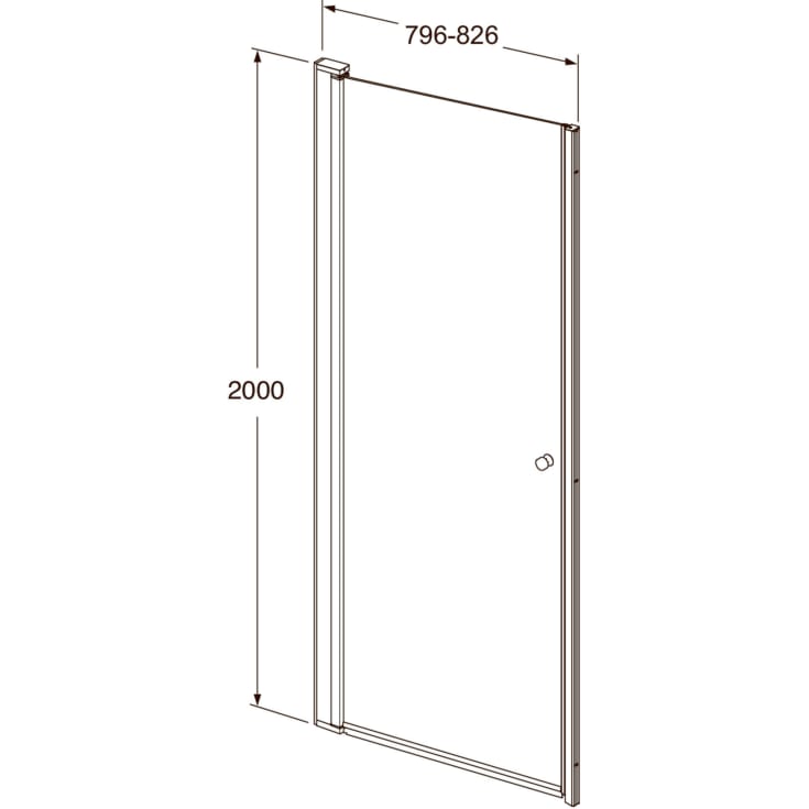 Gustavsberg Square brusedør, niche, 79,6 cm, klart glas, krom profil