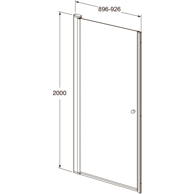 Gustavsberg Square brusedør, niche, 89,6 cm, klart glas, krom profil