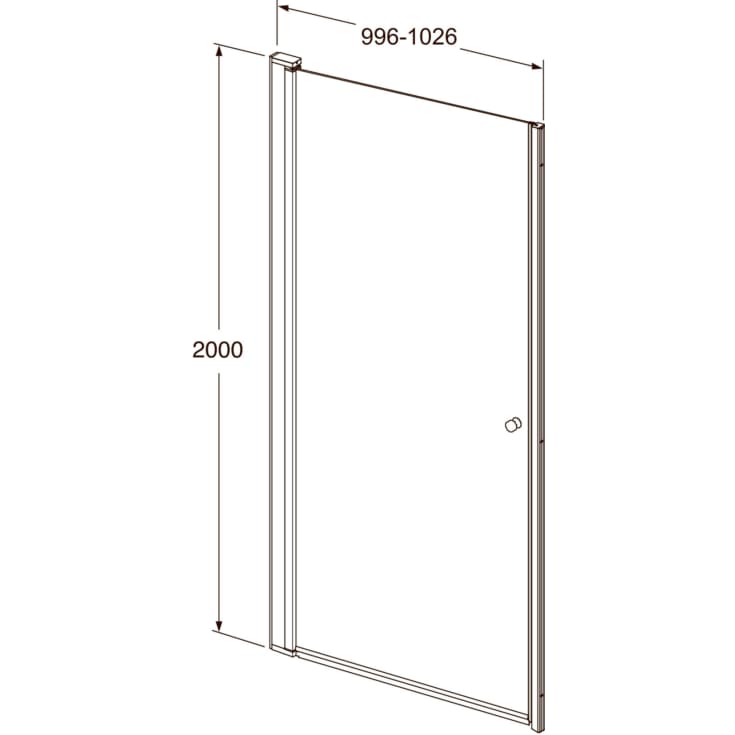 Gustavsberg Square brusedør, niche, 99,6 cm, klart glas, krom profil