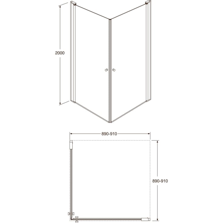 Gustavsberg Square brusehjørne, 89x89 cm, klart glas, krom profil