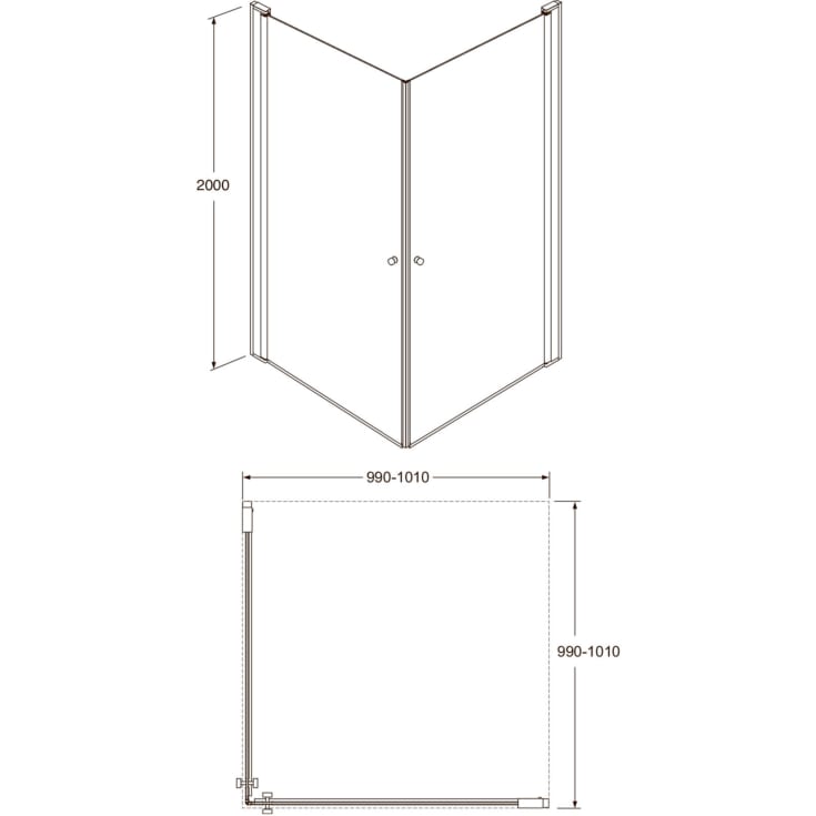 Gustavsberg Square brusehjørne, 99x99 cm, klart glas, krom profil
