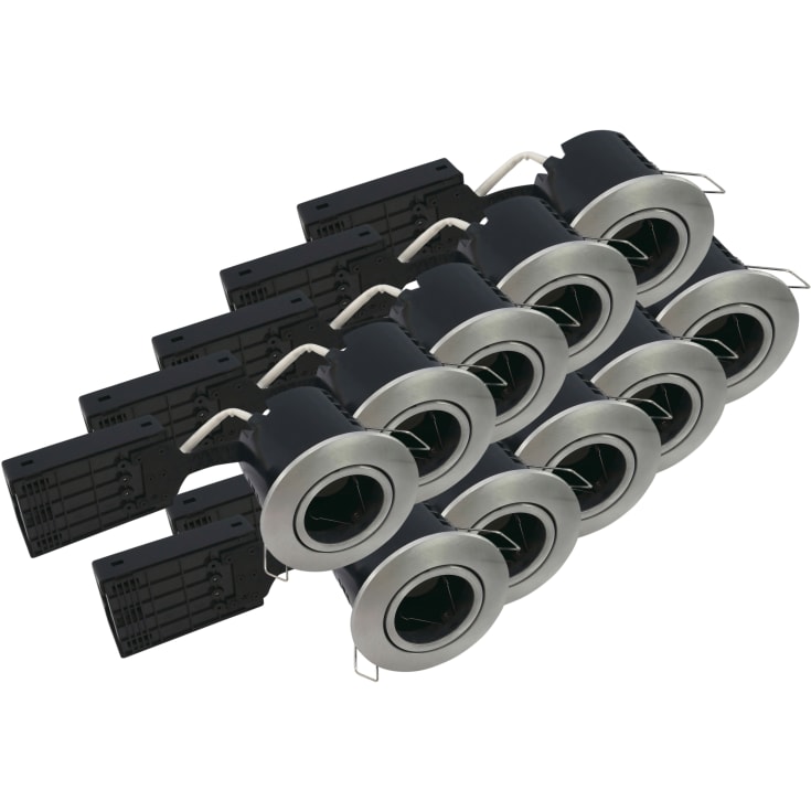 Nordtronic Fast Install ECO indbygningsspot, GU10, børstet aluminium, 10 stk.