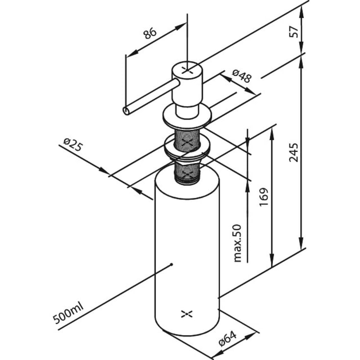 Damixa sæbedispenser, børstet messing