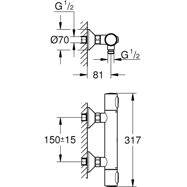 GROHE Precision Flow termostat duschväggförlängning, krom