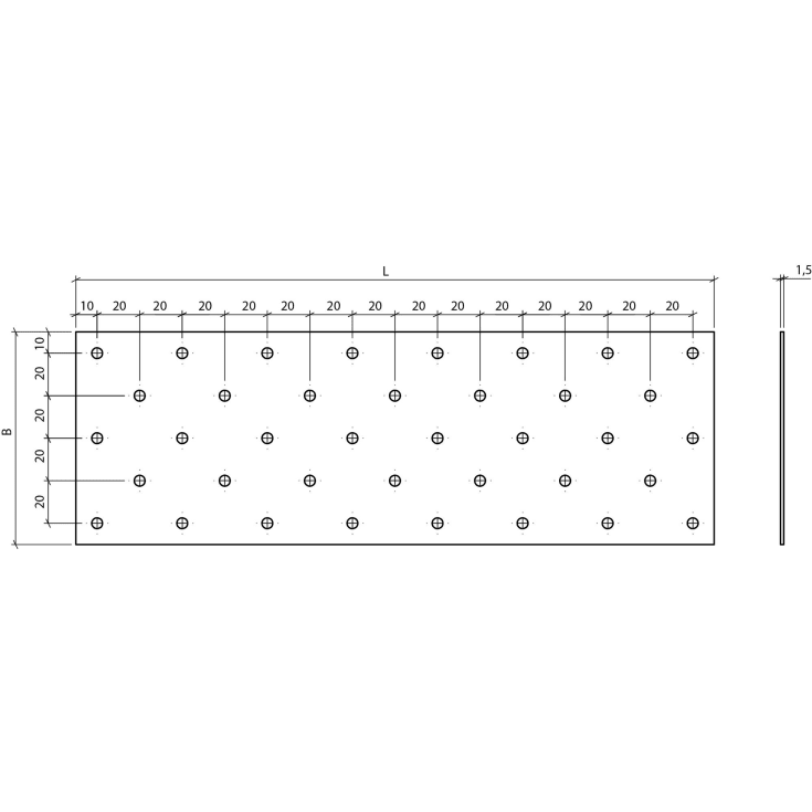 Hulplade 60X140X1,5mm