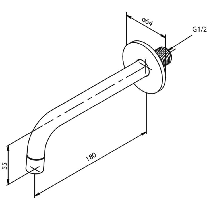 Damixa 180 mm kärlpip för inbyggd krom