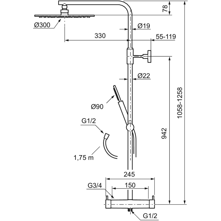 Mora Inxx II brusesæt, mat hvid