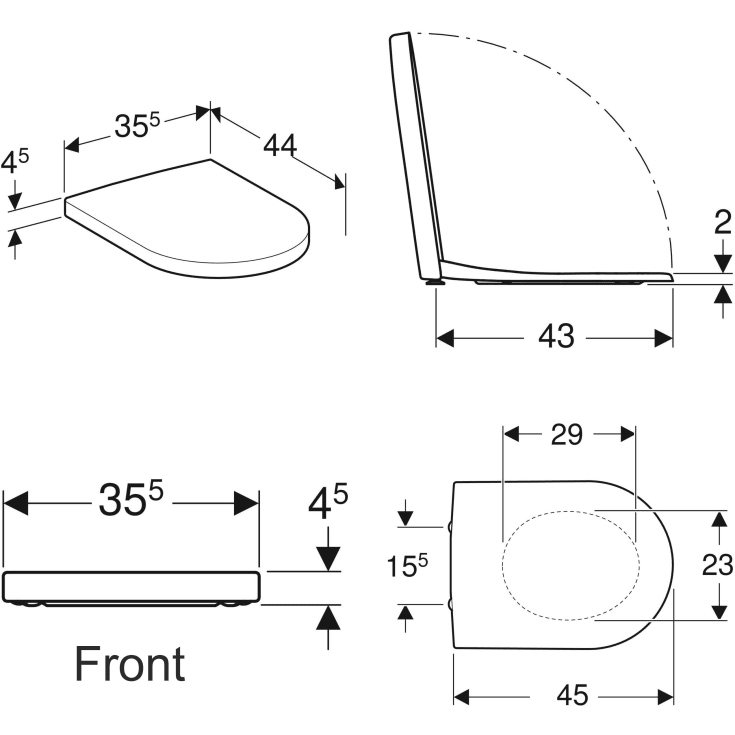 Geberit iCon toiletbræt, soft close, hvid