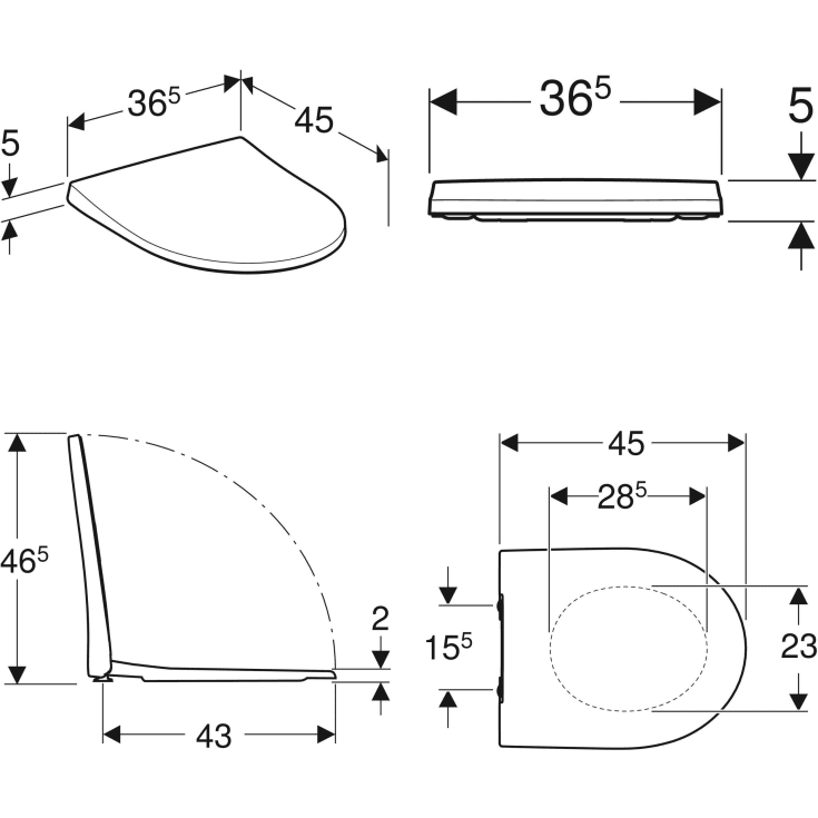 Geberit iCon toiletbræt, soft close, hvid