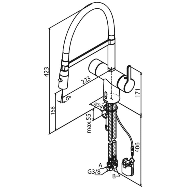 Damixa Silhouet Touchless Pro kjøkkenarmatur, berøringsfrit, børstet messing