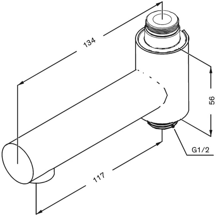 Damixa tud, svingbar, 117 mm, mat hvid