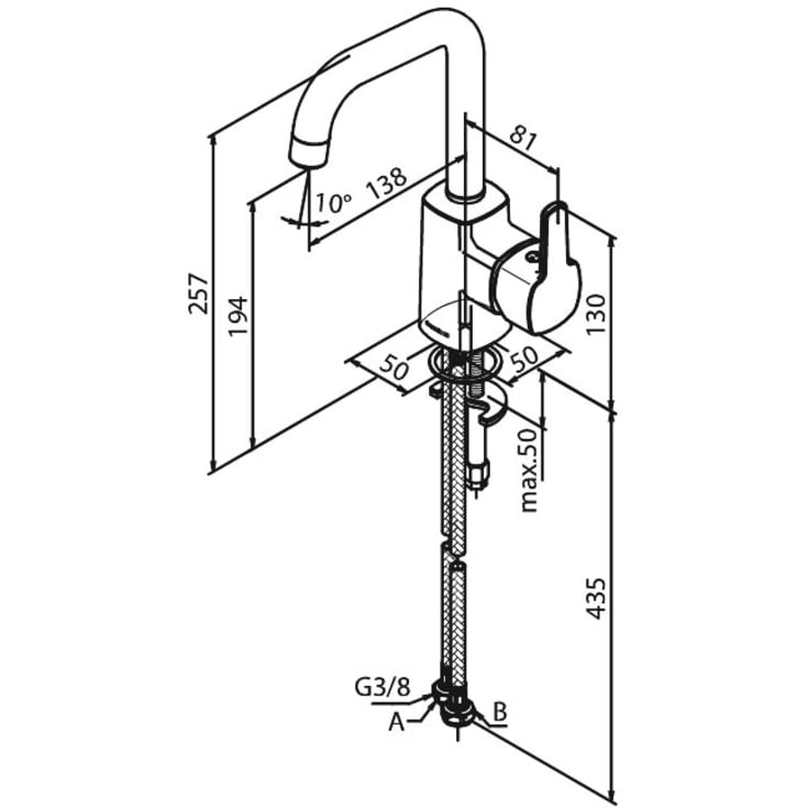 Damixa Pine håndvaskarmatur, mat sort