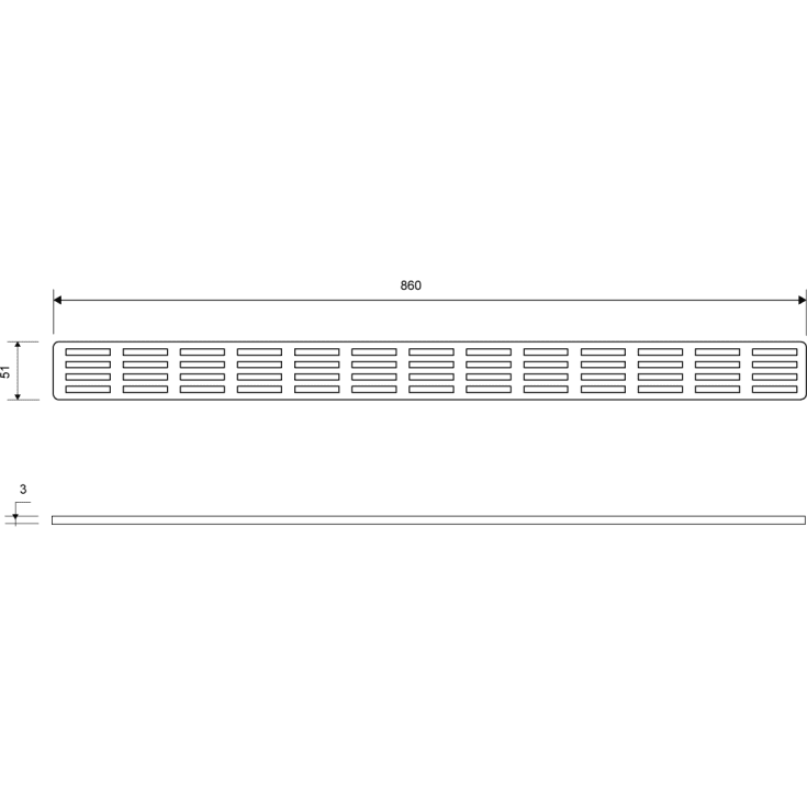 Unidrain 1605 Stripe galler, 900 mm, rostfritt stål