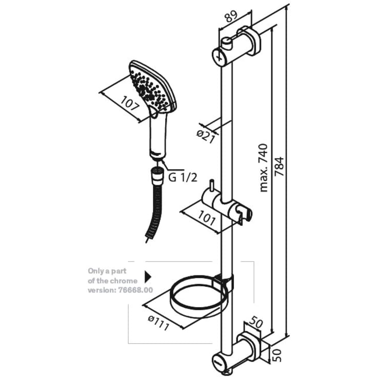 Damixa Pine Flex brusesæt, vandbesparende,  stål