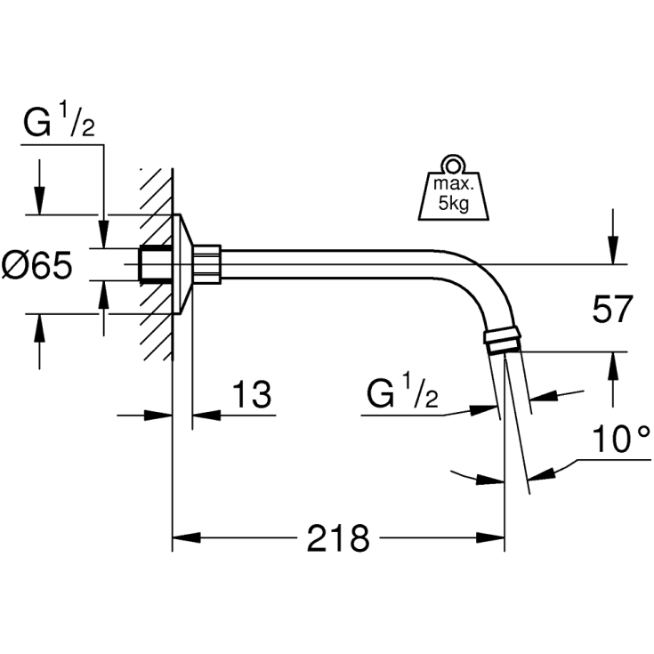 Grohe Relexa duscharm 1/2" x 200 mm