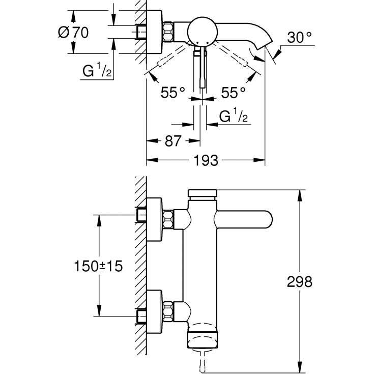 Grohe Essence 1-grebsarmatur til kar & brus