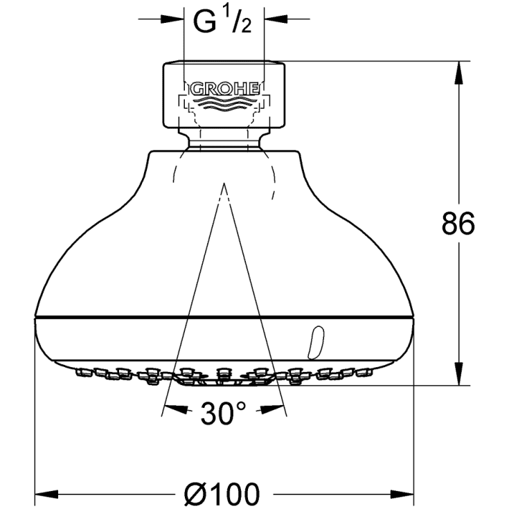 Grohe Tempesta brusehoved, Ø10 cm, vandbesparende, krom