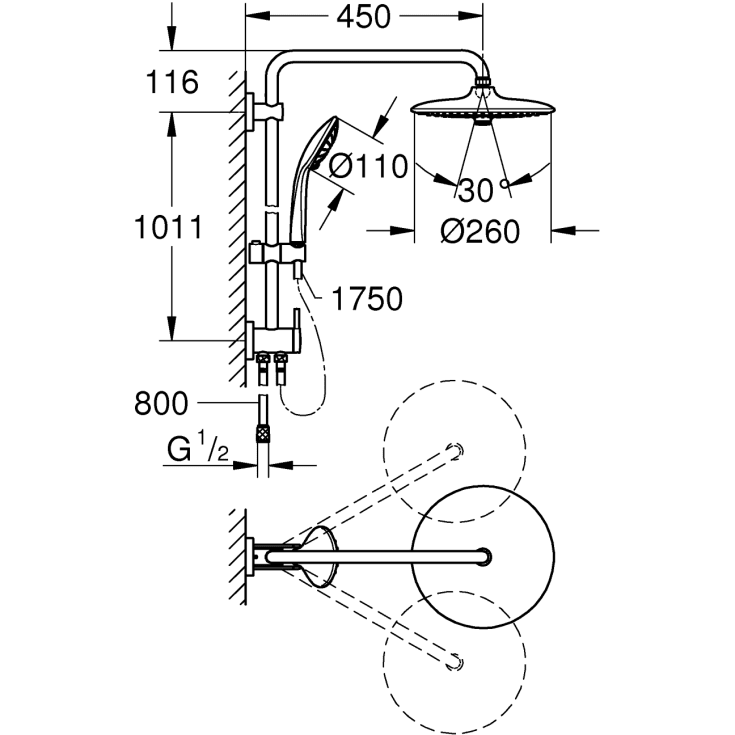Grohe Vitalio Joy dusjsett, krom
