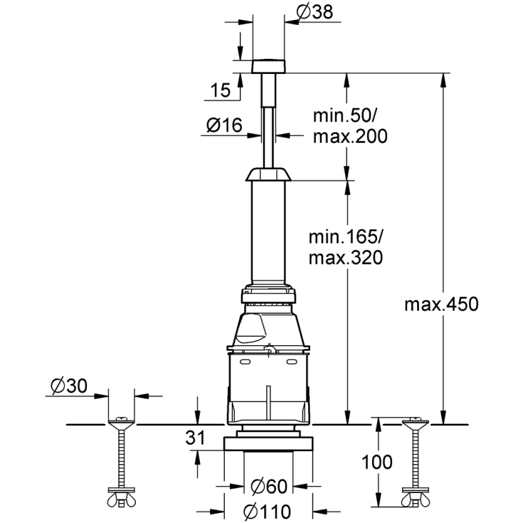 Grohe Dal universal bundventil