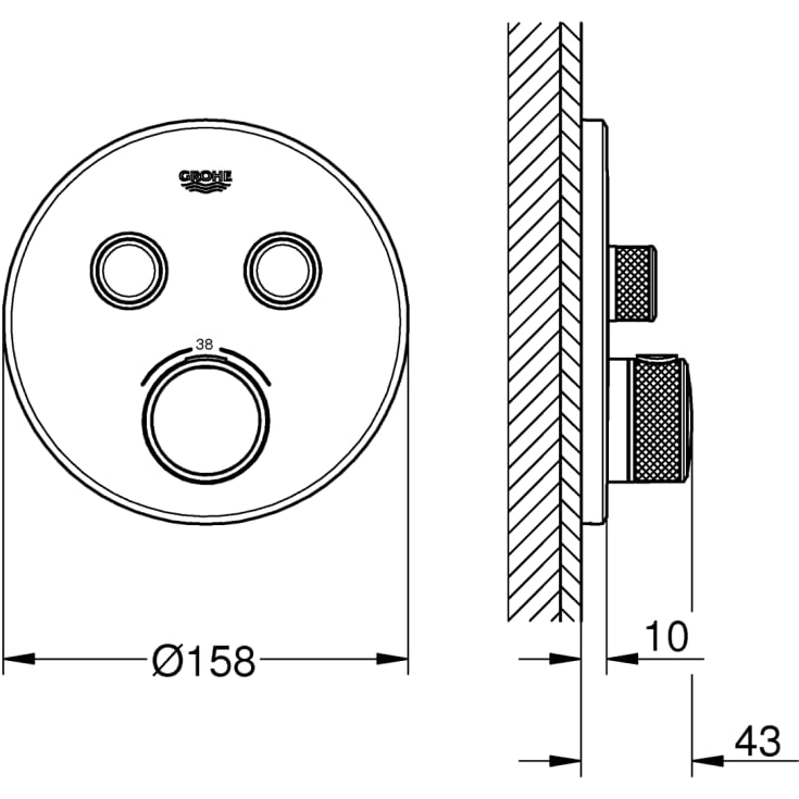 Grohe Grohtherm SmartControl brusearmatur, børstet messing