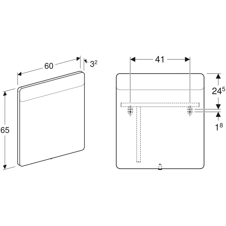 Geberit Option spegel med belysning, 60x65 cm