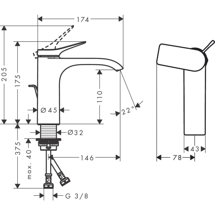 Hansgrohe Vivenis 110 tvättställsblandare, krom