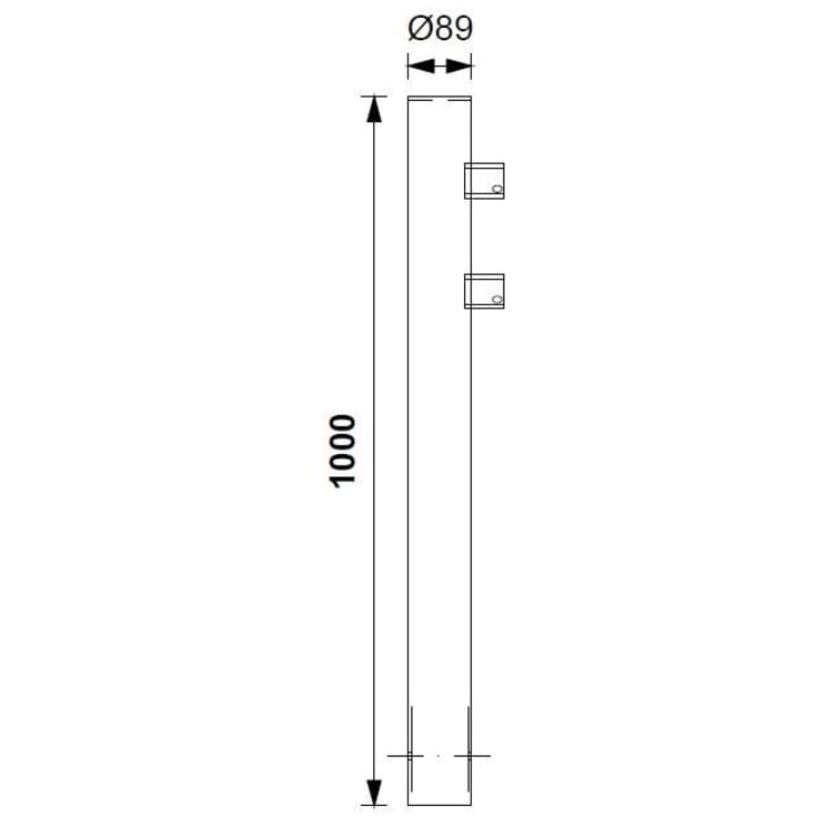89 x 1000 mm stolpe t/sykkelstativmodul, t/støping, varmgalvanisert.