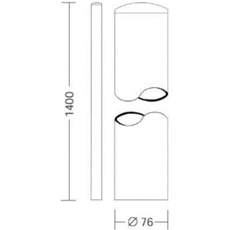 Pullert/rørstander til nedstøbning, med top, 76 x 1400 mm, galv.