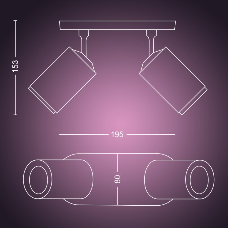 Philips Hue Fugato spotter i tak, sort