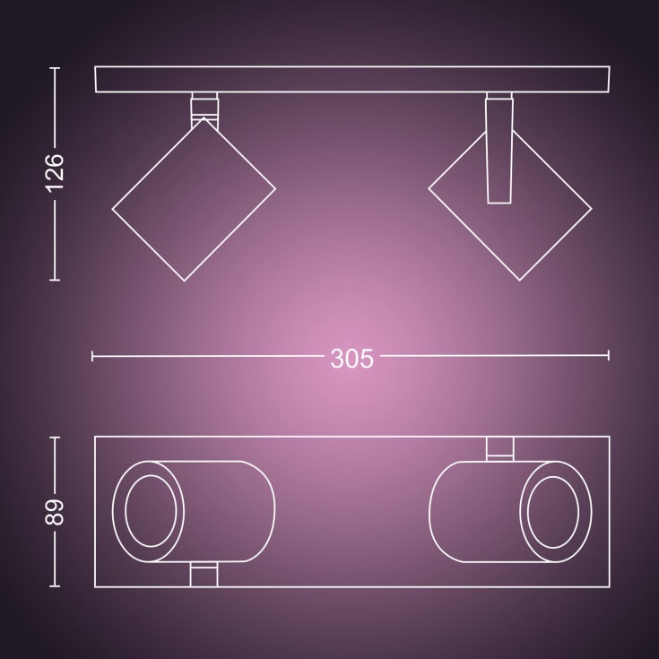 Philips Hue Argenta spotter i tak, hvit
