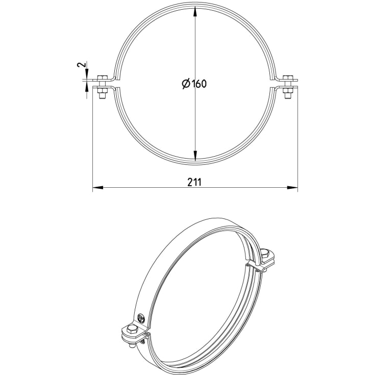 160 mm Rørbærer med EPDM syrefast AISI316L/EN1.4404 BLÜCHER