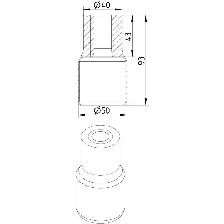 1" x 50 mm Overgang muffe syrefast AISI316L/EN1.4404 BLÜCHER