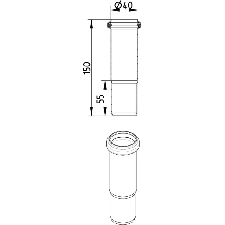 40 mm Ekspansionsstykke rustfri AISI304/EN1.4301 BLÜCHER
