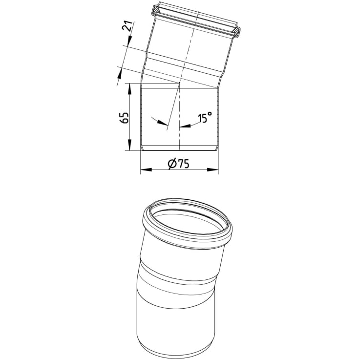 Ø 75 mm x 15° Bøjning syrefast AISI316L/EN1.4404 BLÜCHER