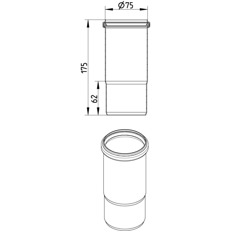 75 mm Ekspansionsstykke syrefast AISI316L/EN1.4404 BLÜCHER