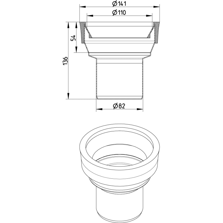 10 stk 82 mm Klosettilslutning syrefast AISI316L/EN1.4404 BLÜCHER