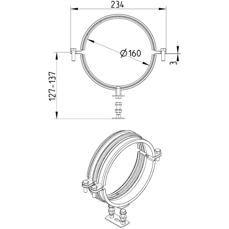 RØRBÆRER MED EPDM, Ø160MM
