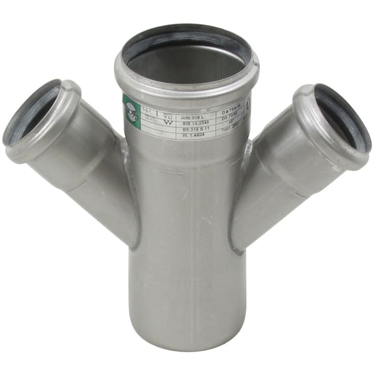 75 x 50 mm x 45° Grenrør dobbelt syrefast AISI316L BLÜCHER