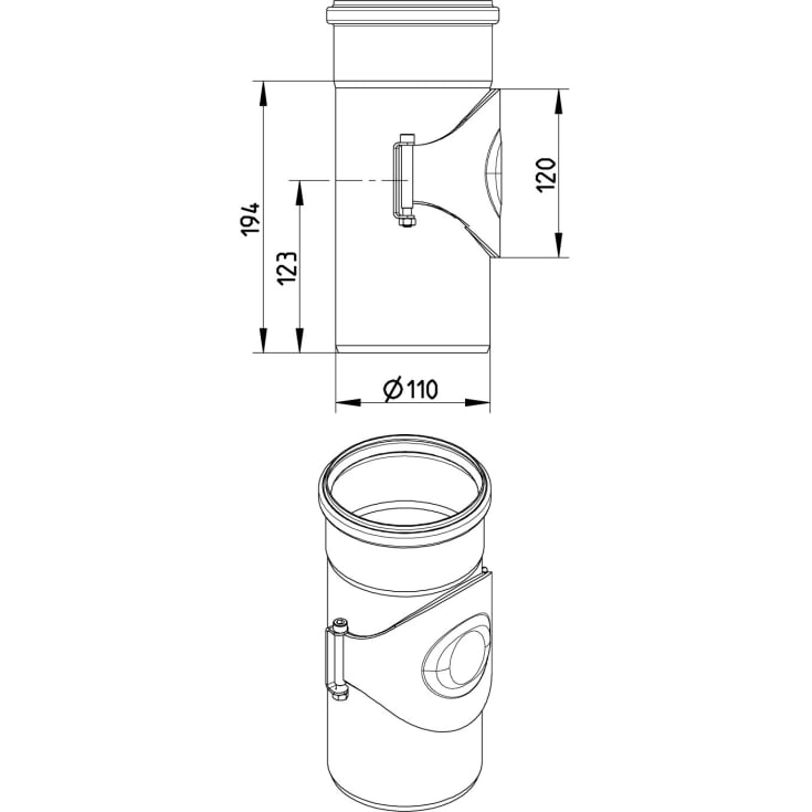 110 mm Rør med renseadgang syrefast AISI316L/EN1.4404 BLÜCHER