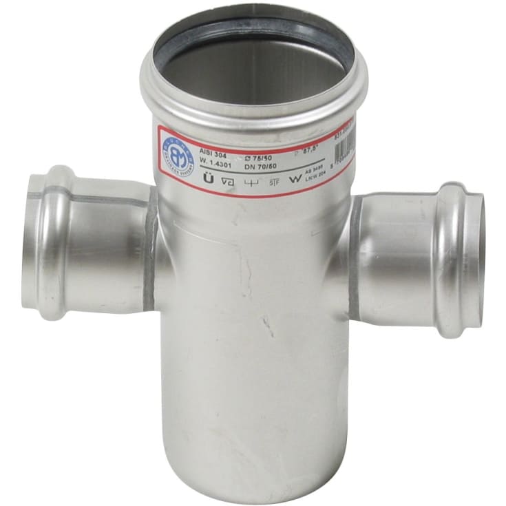 75 x 50 mm x 87,5° Grenrør dobbelt syrefast AISI316L BLÜCHER