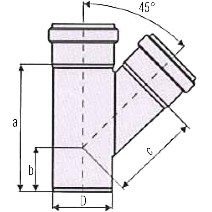 ACO 75 mm 45° rustfritt avløpsrør, AISI 304